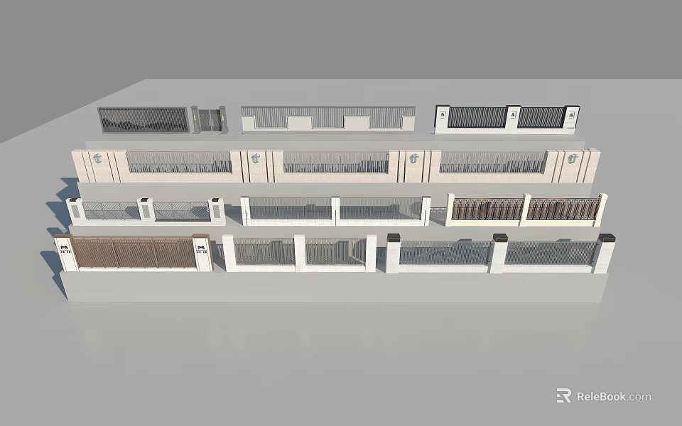 Garden Railing Designs With Various Materials And Decorative Patterns For Outdoor Spaces 3d model