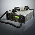 Vintage Digital Radio Device Featuring Telephone Handset Display Screen And Camouflage Black Design