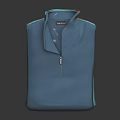 Neatly Folded Blue Polo Shirt With Collar And Zipper On Dark Background