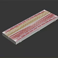 White Long Rectangular Electronic Breadboard With Red Blue Lines And Holes