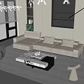 Sofa Coffee Table Combination Multi-person Sofa Coffee Table Single Casual Chair Lazy Sofa Gold 3d model