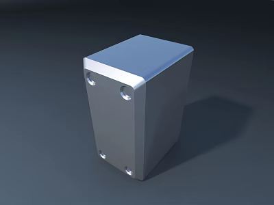 Public Facility Gray Cuboid Structure Featuring Silver Top And Side Holes 3d model