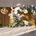 914 jw golden paper flower background wedding cursive master and design material renderings 3d model