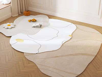 Unique Shaped Rugs in Modern Living Room With Decor Accents 3d model