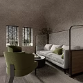 Light Gray Sofa Coffee Table Set With Green Armchairs And Round Table