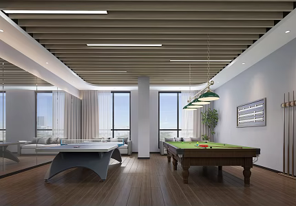 Modern Billiards Room Entertainment Billiards Table Tennis Room 3d model