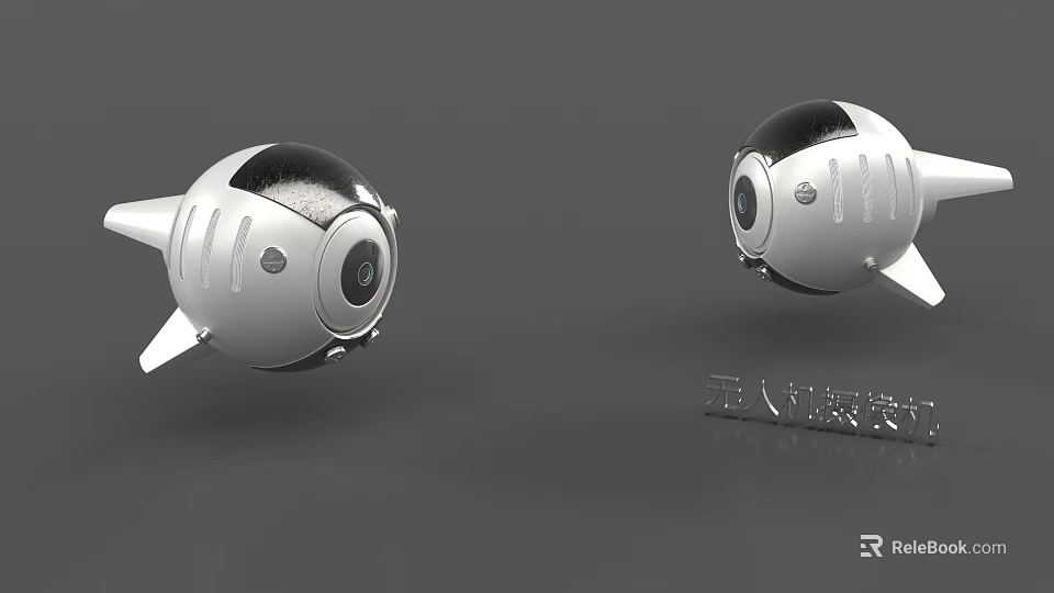Two Modern Silver Drone Models With Camera For Tech Display Show 3d model 