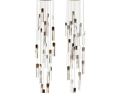 Elegant Modern Crystal Chandelier With Unique Hanging Metallic And Glass Strips Design 3d model