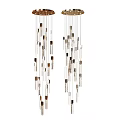 Elegant Modern Crystal Chandelier With Unique Hanging Metallic And Glass Strips Design