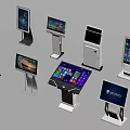 Public Facility Interactive Touchscreen Kiosks with Various Stands and Digital Interfaces 3d model