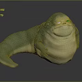 Fantasy Creature Character With Light Green Skin Bulging Belly Red Eyes And Tail Like Appendage