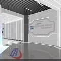 Modern Tech Control Room With Blue Screen Wall Curved Design Digital Globe And Data Lines 3d model