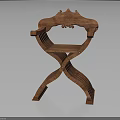 Traditional Wooden Chair Featuring Carved Details Armrests And Crossed Leg Design