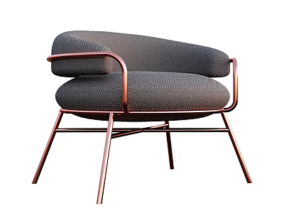 Modern Accent Chair With Gray Fabric Upholstery And Copper Metal Frame Design 3d model