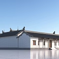 Traditional Chinese Ancient Architecture With Black Tiled Roof White Walls Courtyard And Curved Eaves