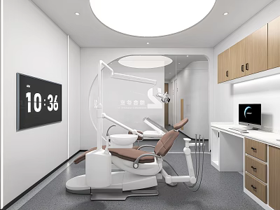 Modern Dental Clinic Interior With Treatment Chair And Cabinets 3d model
