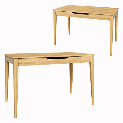 Simple Wooden Desk With Single Drawer And Slim Leg Design For Home Office 3d model