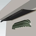 Black Awning With Green Curved Design For Exterior Building Wall Outdoor Shade