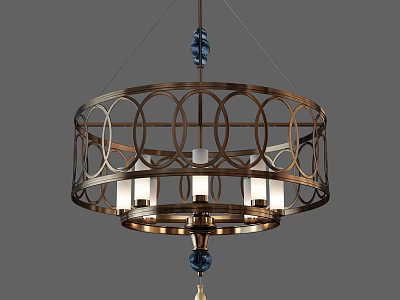 Modern Brass Chandelier With Circular Metal Frame And Decorative Rings 3d model