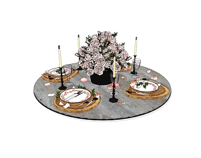 Modern Tableware Tableware Candlestick Rose 3d model Modern Tableware Tableware Candlestick Rose 3d model