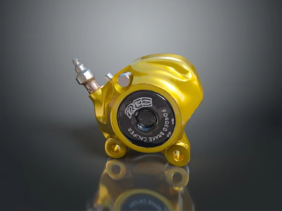 High Performance AP Racing Yellow Brake Caliper With Metallic Disc And Components 3d model
