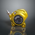 High Performance AP Racing Yellow Brake Caliper With Metallic Disc And Components 3d model