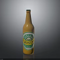 Orange Beer Bottle With Prima Artisan Label And Glossy Surface On Black Background