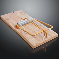 Mouse Trap For Catching Mice With Wooden Base And Metal Spring Frame