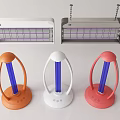 Modern Design Table And Hanging Lamps In Orange White Pink Colors