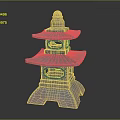 Traditional Japanese Stone Lantern With Pagoda Style Tiered Roof And Decorative Base