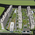 Modern High Rise Residential Complex With Central Green Spaces And Layout