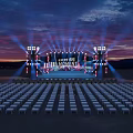 Eye Catching Stage Design With Colorful Lights Large Screens And MOMENT Text Elements