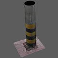 Stone Wood Cylindrical Pillar Design With Red Brick Base And Colorful Stripes