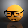 Yellow Smiley Emoji Wearing Black Glasses With Smiling Face On Gray Background