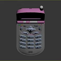 Colorful Pink Flip Mobile Phone With Decorative Patterns Screen And Keypad
