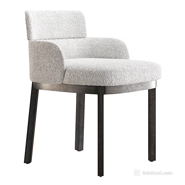 Modern Upholstered Accent Chair With Textured Fabric Armrests And Black Metal Legs 3d model 