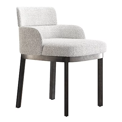 Modern Upholstered Accent Chair With Textured Fabric Armrests And Black Metal Legs 3d model