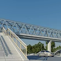 Modern Overpass Bridge Over Busy Road With Vehicles Trees And Green Grass