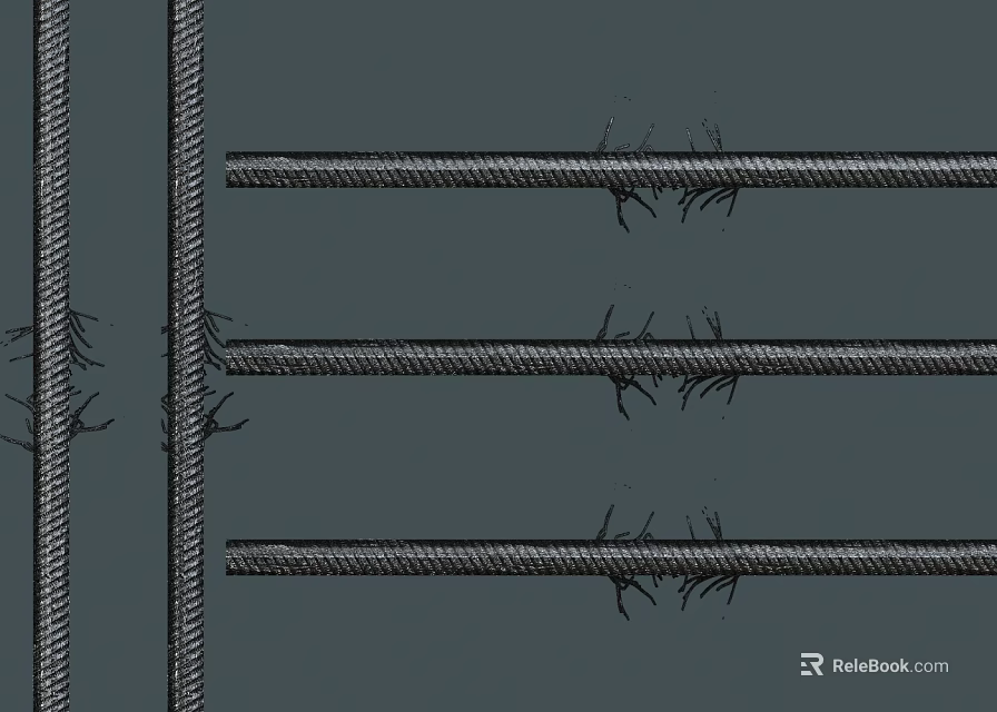 Gray Background With Horizontal Metal Bars And Black Vine Patterns 3d model 