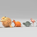 Cute Colorful Animal Dolls Collection With Flamingo Zebra Giraffe And Shapes