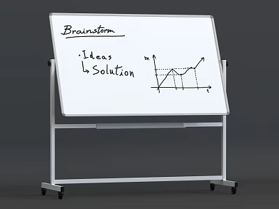 Brainstorm Whiteboard With Ideas Solution And Line Graph Visual 3d model