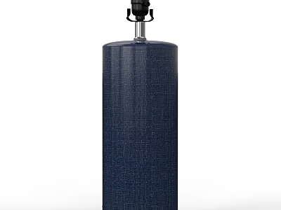 Navy Blue Cylindrical Decorative Object With Textured Surface And Black Silver Top 3d model