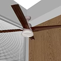 Modern Ceiling Light With Fan In Interior Near Wooden Wall And Window Blinds