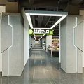 Spacious Supermarket Department Store Interior With Product Shelves And Display Counters