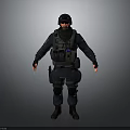 Tactical Character 3D Model Wearing Military Gear And Dark Tactical Uniform