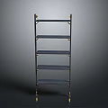 Modern Multi Tier Shelving Unit With Metal Frame Wooden Shelves And Gold Accents