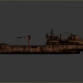 Modern Red White Cargo Ship With Crane And Old Brown Cargo Ship As Water Transport