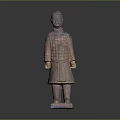 Ancient Chinese Terracotta Warrior Sculpture With Detailed Carving Standing Pose And Traditional Armor