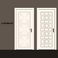 White Swing Doors Featuring Diamond And Square Geometric Patterns With Gold Handles