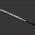 Silver Metal Baseball Bat Weapon With Green Stripes And Black Grip Design